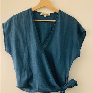 Madewell chambray wrap blouse